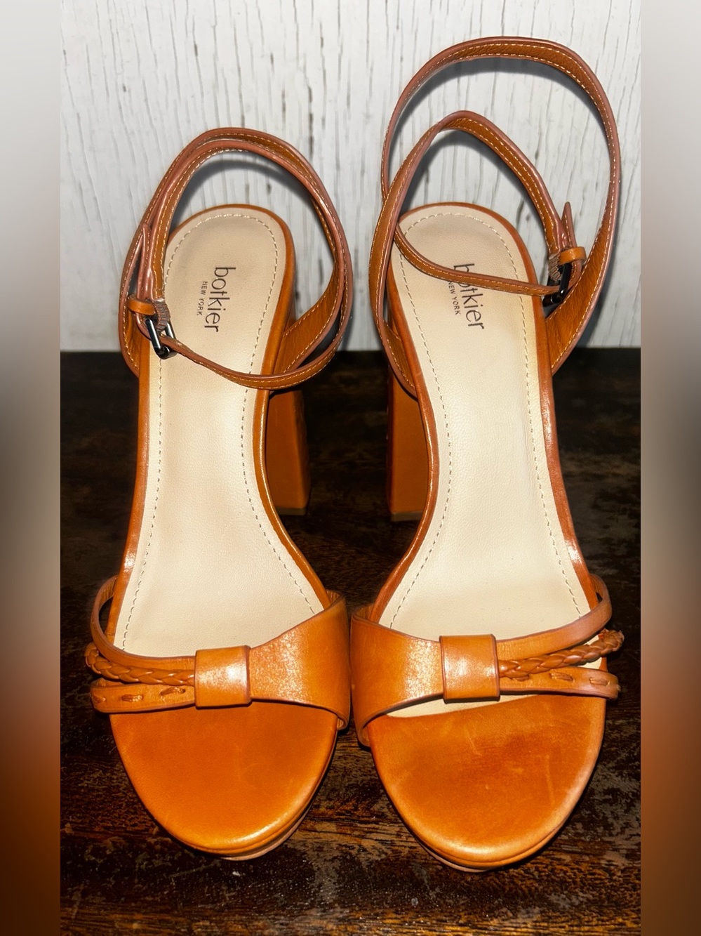 Botkier Cognac Leather Platform Ankle-Strap Sandal- size: 7.5 - Picture 4 of 11